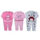 Kit 3 Macacão Bebê Suedine Taylor Estampado Menino e Menina