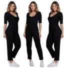 KIT 3 Macacão Longo Canelado Gringa Bella Fiore Roupa Blogueira Moda Feminina