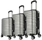 Kit 3 Malas de Viagem Grande, Média e Bordo Prata em ABS AS67 c/ rodas 360º e puxador