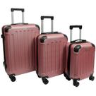 Kit 3 Malas Viagem Tamanho M, P E PP Bordo Despache Rígida Rodinhas Rosa Clavos
