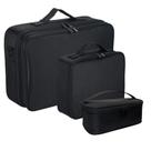 Kit 3 Maleta de Maquiagem Profissional Grande, Média e Pequena Preta com Divisórias BL-1110K