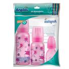 Kit 3 Mamadeira Decoradas Bebê Bico Reto Macio Flexível - Anplas - Estampas Variadas