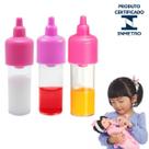 Kit 3 Mamadeira Magica Leite E Suco Laranja E Suco Morango Brinquedo De Boneca Menina