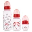 Kit 3 Mamadeiras Bico Em Silicone Standard 40mL + 150mL + 250mL Com Sistema Anticólica Baby Plasútil Cor:Arco Íris