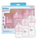 Kit 3 Mamadeiras Buba Easy Flow Bico Silicone Anticólica Nuvem Rosa Menina 120ml 270ml 330ml