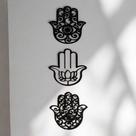 Kit 3 Mãos de Hamsa Decorativa em MDF Preto ou Cru, Artesanato, Decoração.