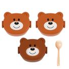 Kit 3 Marmita 550ml Urso Utensílio Recipiente Criança Escola Pote Lanche Lancheira Infantil Bichinho