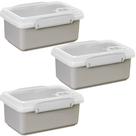 Kit 3 Marmitas Microondas Retangular Pote Vasinha Pequena Com Travas Válvula Fit Divisória Salada