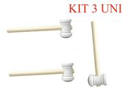 KIT 3 Martelo De Borracha Para Azulejista Mil Kits 40mm Bco
