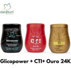 Kit 3 Mascaras Clorofitum 500g Cti + Ouro 24k + Glicopower
