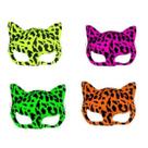 Kit 3 Máscaras Pantera NEON GLITTER Mulher Gato C/ Elástico Fantasia Carnaval Festa Plástico 16Cm