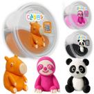 Kit 3 Massinha Modelar Animais Panda Capivara Preguiça Criativo