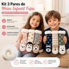 KIT 3 Meia Térmica com Sola Antiderrapante Unissex Adulto Grossa Meia Lã Forrada Cano Alto Pelinho Meia de Lã Inverno Masculina Infantil Frio Meia Lã