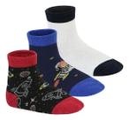 Kit 3 Meias Infantil Bebê Cano Médio Escolar Molekinho Meninos Cor:vermelho preto azulTAMANHO:1922 Kit 3 Meias Infantil Bebê Cano Médio Escolar Molekinho Meninos Cor:vermelho preto azulTAMANHO:1922