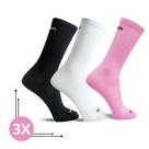 Kit 3 Meias Lisa Ciclista Bike Corrida Cano Médio Feminina