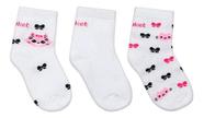 Kit 3 Meias Soquete Baby Gatinha Laços Puket - 19 A 22 Kit 3 Meias Soquete Baby Gatinha Laços Puket - 19 A 22
