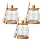 Kit 3 Meleira Vidro Transparente Bambu Tampa Pegador 270ml Kit 3 Meleira Vidro Transparente Bambu Tampa Pegador 270ml