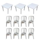 Kit 3 Mesa Desmontável 83cm E 8 Cadeira Bistro S/apoio 182kg