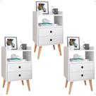 Kit 3 Mesas Cabeceira Dream Jogo Mesinha Decorativa Lateral Cama Decoração Quarto Casal Solteiro - Branco - RPM Móveis