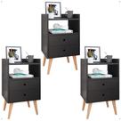 Kit 3 Mesas Cabeceira Dream Jogo Mesinha Decorativa Lateral Cama Decoração Quarto Casal Solteiro - Preto - RPM Móveis