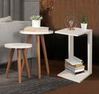 Kit 3 Mesinhas Canto P/ Encaixe Lateral Ao Sofá Sala