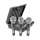 Kit 3 Microfones Com Fio De Mão Dinâmico 48-3 - Csr Cor Preto Kit 3 Microfones Com Fio De Mão Dinâmico 48-3 - Csr Cor Preto