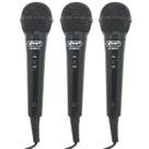 Kit 3 Microfones Dinâmico c/ Fio P10 P2 Cabo 2,8 Metros Karaokê e Caixa de Som Knup KP-M0011 Preto
