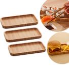 Kit 3 MINI Bandejas De Bambu Retangular Para Cozinha 20x10cm