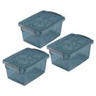 Kit 3 Mini Caixa Organizadora Pequena com Trava 650 ml Cinza Ordene
