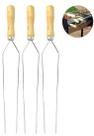 Kit 3 Mini Espeto Duplo Espetinho Lâmina Inox Cabo Madeira Churrasco Carne Coração - AMZ Kit 3 Mini Espeto Duplo Espetinho Lâmina Inox Cabo Madeira Churrasco Carne Coração - AMZ