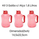 Kit 3 Mini Galão De Água 1,6 Litros Com Alça Squeeze Garrafa Academia Livre de BPA PET 1600ml Kit 3 Mini Galão De Água 1,6 Litros Com Alça Squeeze Garrafa Academia Livre de BPA PET 1600ml