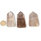 Kit 3 Mini Ponta Cristal Fumê Lapidado 50 a 70g Média 55mm