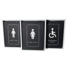 Kit 3 Mini Quadros Sinalização de Banheiro Inglês Toque Elegante e Natural para sua Decoração Kit 3 Mini Quadros Sinalização de Banheiro Inglês Toque Elegante e Natural para sua Decoração