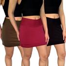 Kit 3 Mini Saias Femininas Justas Cós Lisas Cores Sortidas Suplex Pp ao Plus Size