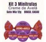 Kit 3 Minitrufas Creme De Avelã Gato Mia 12g Brasil Cacau