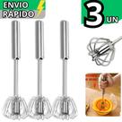 Kit 3 Mixer Semi Automático Giratório em Inox Misturador de Ingredientes Mexer Ovos Gema Chantilly