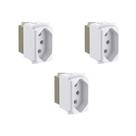 Kit 3 Mód Tomada 2P+T 10A Branco Borne Parafuso Zeffia Pial