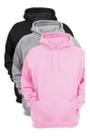Kit 3 Moletom Liso Casual Blusa De Frio Flanelado Canguru Premium