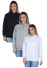 Kit 3 Moletom Liso Feminino Blusa de Frio Canguru