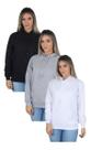 Kit 3 Moletom Liso Feminino Blusa De Frio Flanelado Canguru