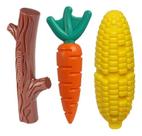 Kit 3 Mordedor Buddy Toys Nylon Kit (Milho + Cenoura + Graveto)