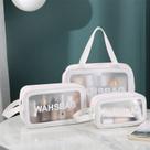 Kit 3 Necessaire Maquiagem Transparente WashBag A Prova De Água Cor:Branco