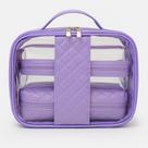 Kit 3 Necessaire Transparente Feminina Organizador Estojo de Maquiagem Viagem Blogueira Lilás