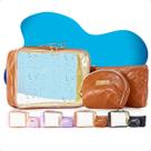 Kit 3 Necessaire Transparente Impermeáveis Frascos Cosmético