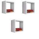 Kit 3 Nicho Decorativo 15x15x15 Cm Branco Em Mdf - trovarelli