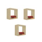 Kit 3 Nicho Decorativo 40X40X20 cm Em Mdf Cor:Natural