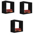 Kit 3 Nicho Decorativo 50X50X15 cm Preto Em Mdf Kit 3 Nicho Decorativo 50X50X15 cm Preto Em Mdf