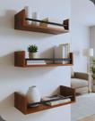 Kit 3 Nichos Avith Prateleiras em MDF U 40 50 e 60 cm Com Suporte Invisível para Decoração de Parede