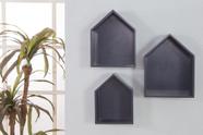 Kit 3 Nichos De Parede Decorativo Casinha Mdf - Cores Bebê