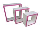 Kit 3 nichos decorativo branco com rosa infantil bebê 100%mdf